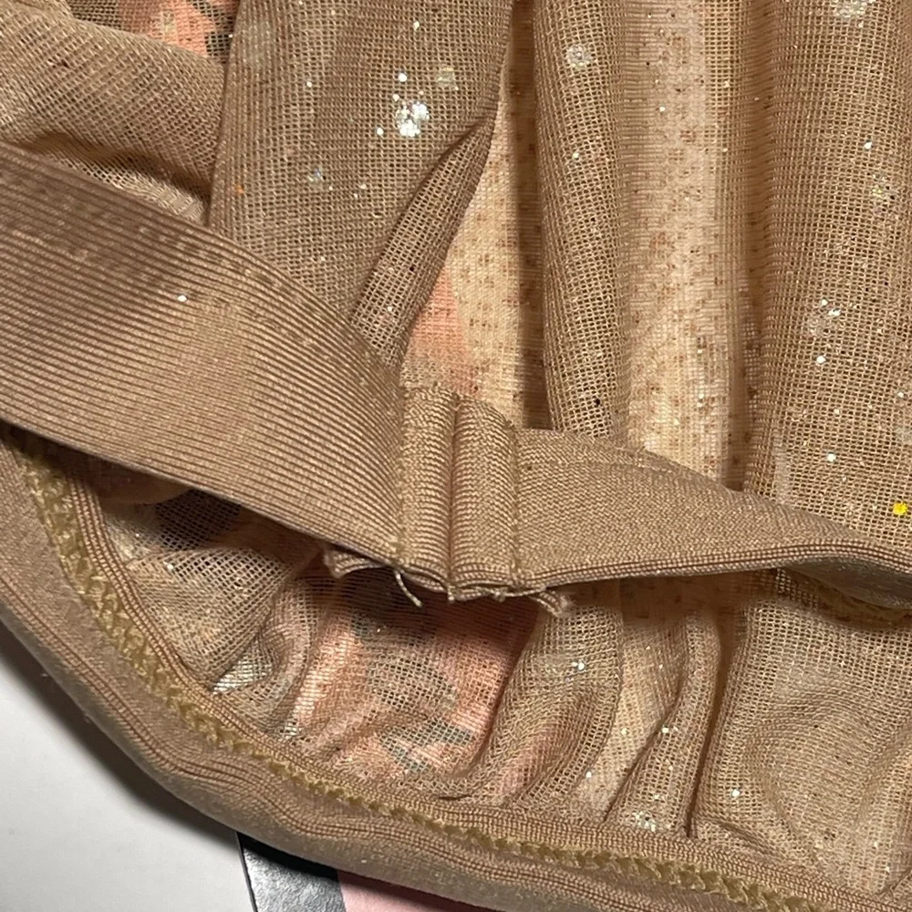 Body Wrappers 12-14 Nude gold Shimmer Halter Crop Top Dancewear Jazz Tap Lyrical